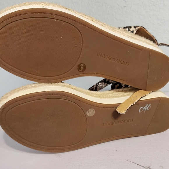 Lucky Brand Jeneka Snakeskin Espadrille Platform Ankle Strap Sandals 8.5 - Picture 4 of 5
